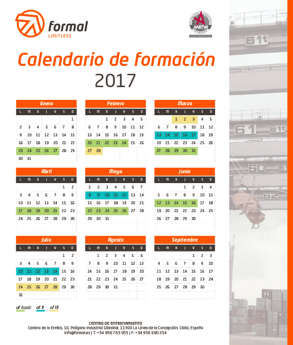 Calendario de formación 2017