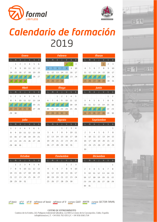 Calendario de formación 2019